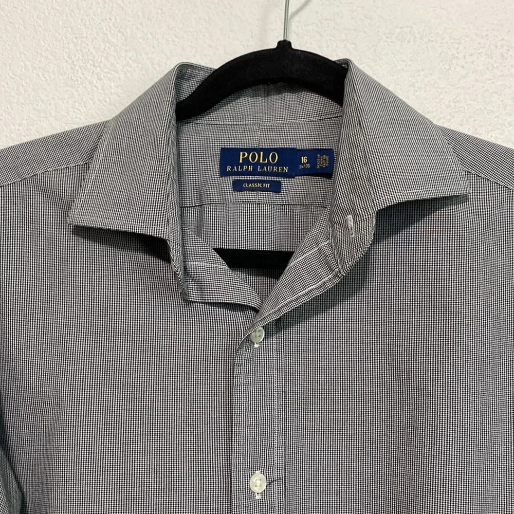 Polo Ralph Lauren Men's Gray Classic Fit Button Down Shirt Size 16 34/35